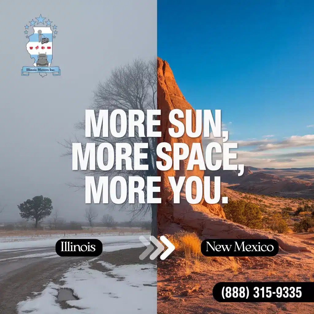 Illinois Movers truck heading to Santa Fe